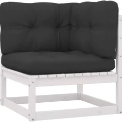 vidaXL Muebles De Jardín-Sofá de esquina de jardín cojines gris antracita madera pino