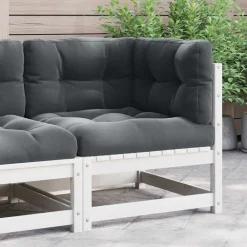 vidaXL Muebles De Jardín-Sofá de esquina de jardín cojines gris antracita madera pino