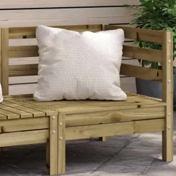 vidaXL Sofá de esquina de jardín madera de pino impregnada Impregnado natural Outlet