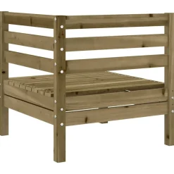 vidaXL Sofá de esquina de jardín madera de pino impregnada Impregnado natural Outlet