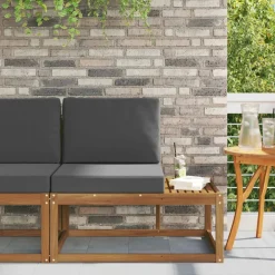 vidaXL Sofá de esquina exterior 91 x 63 x 73 cm Natural y antracita Outlet
