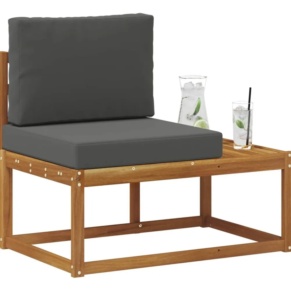 vidaXL Sofá de esquina exterior 91 x 63 x 73 cm Natural y antracita Outlet