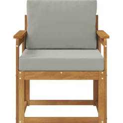 vidaXL Sofá de exterior Madera de Acacia Sólida y Poliéster Gris claro y natural Best