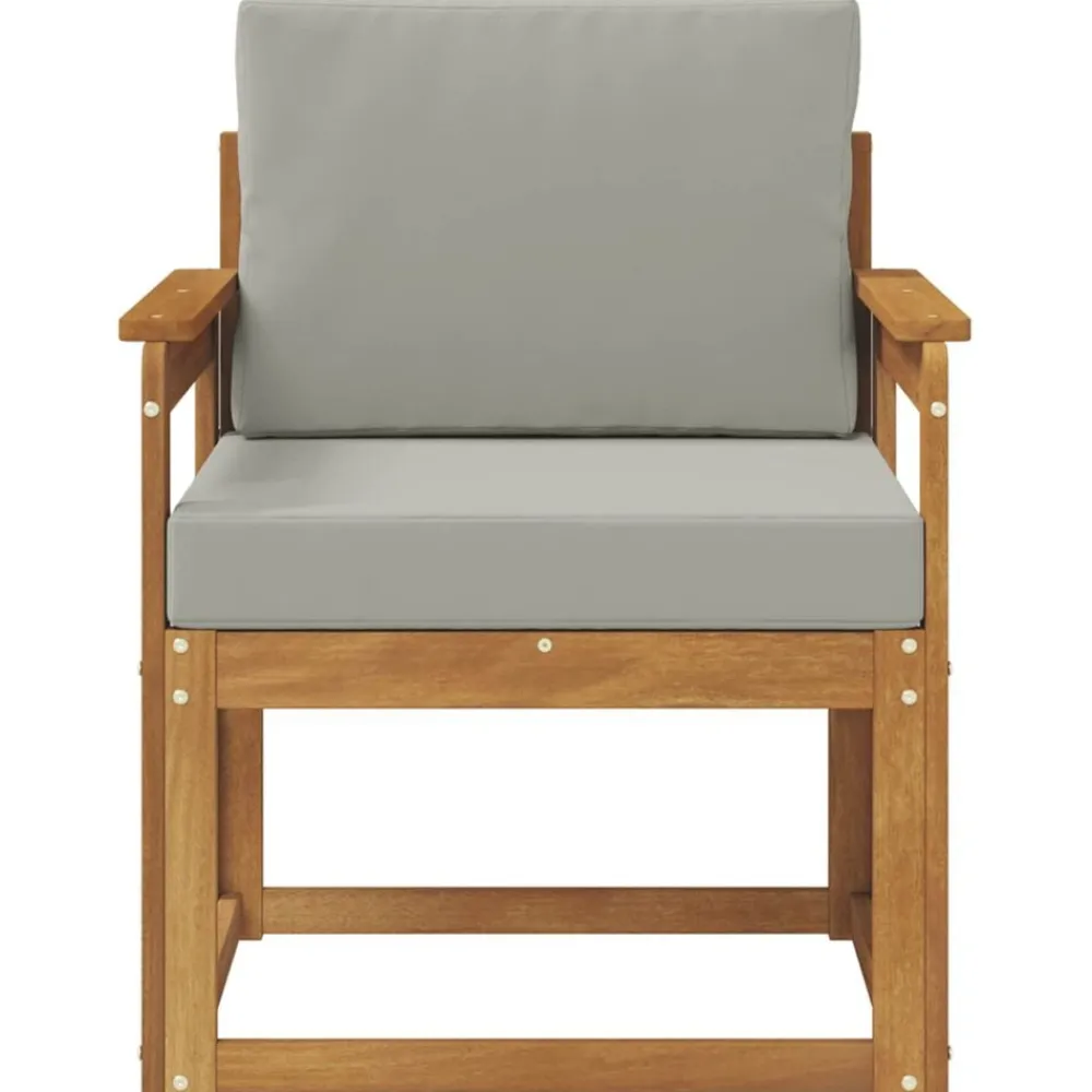 vidaXL Sofá de exterior Madera de Acacia Sólida y Poliéster Gris claro y natural Best