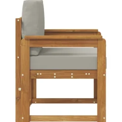 vidaXL Sofá de exterior Madera de Acacia Sólida y Poliéster Gris claro y natural Best