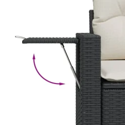 vidaXL Sofá de jardín 2 plazas con cojines ratán sintético negro Negro y crema Best