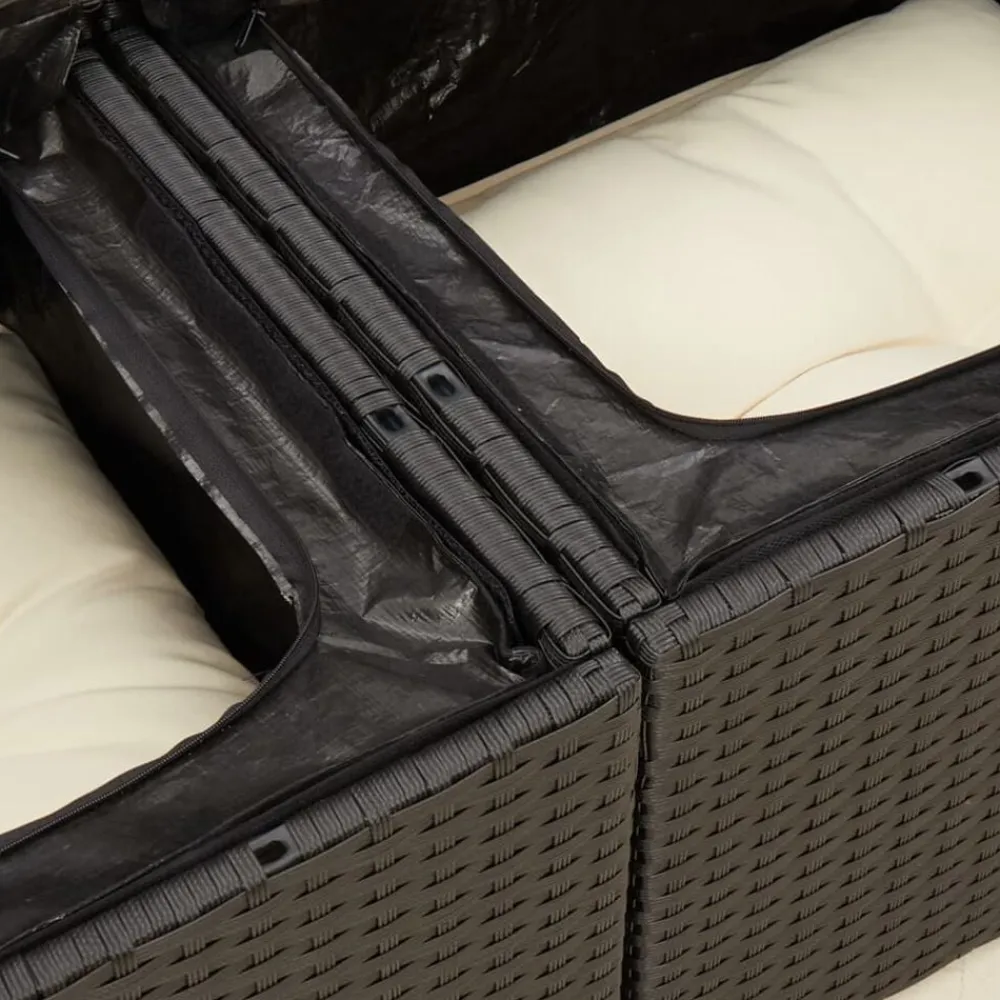 vidaXL Sofá de jardín 2 plazas con cojines ratán sintético negro Negro y crema Best