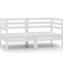 vidaXL Sofá de jardín 2 plazas madera maciza pino Blanco Hot