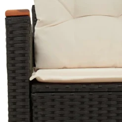 vidaXL Sofá de jardín 2 plazas con cojines ratán sintético negro Negro y blanco