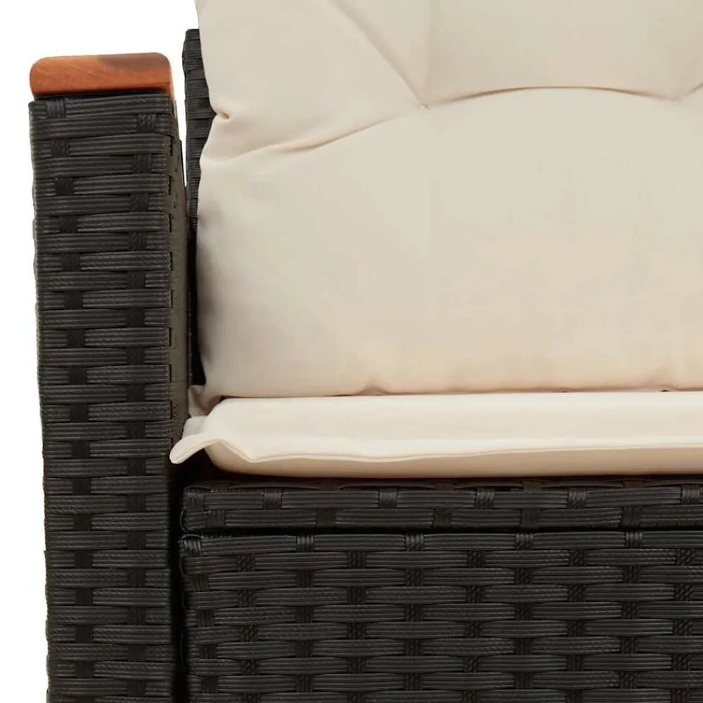 vidaXL Sofá de jardín 2 plazas con cojines ratán sintético negro Negro y blanco