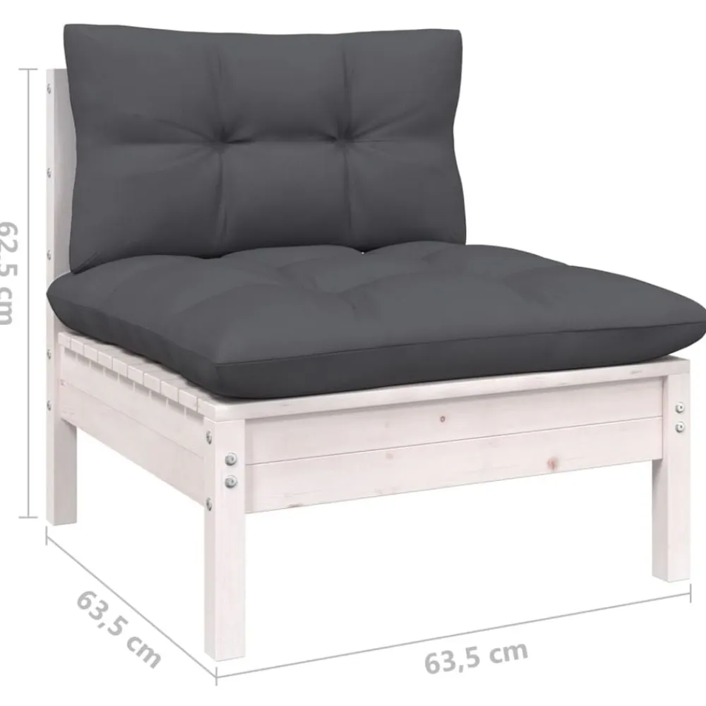 vidaXL Sofá de jardín 3 plazas con cojines madera pino gris antracita Blanco Online