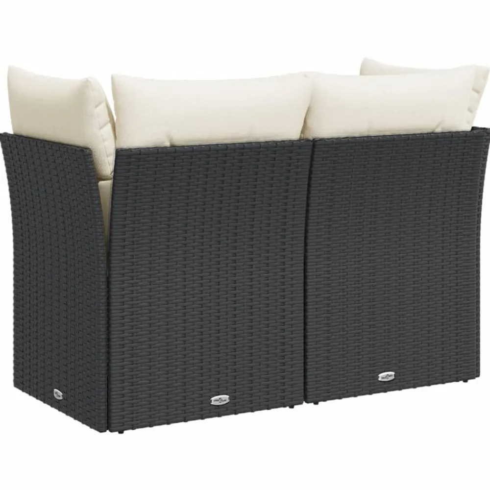 vidaXL Sofá de jardín 2 plazas con cojines ratán sintético negro Negro y crema Best