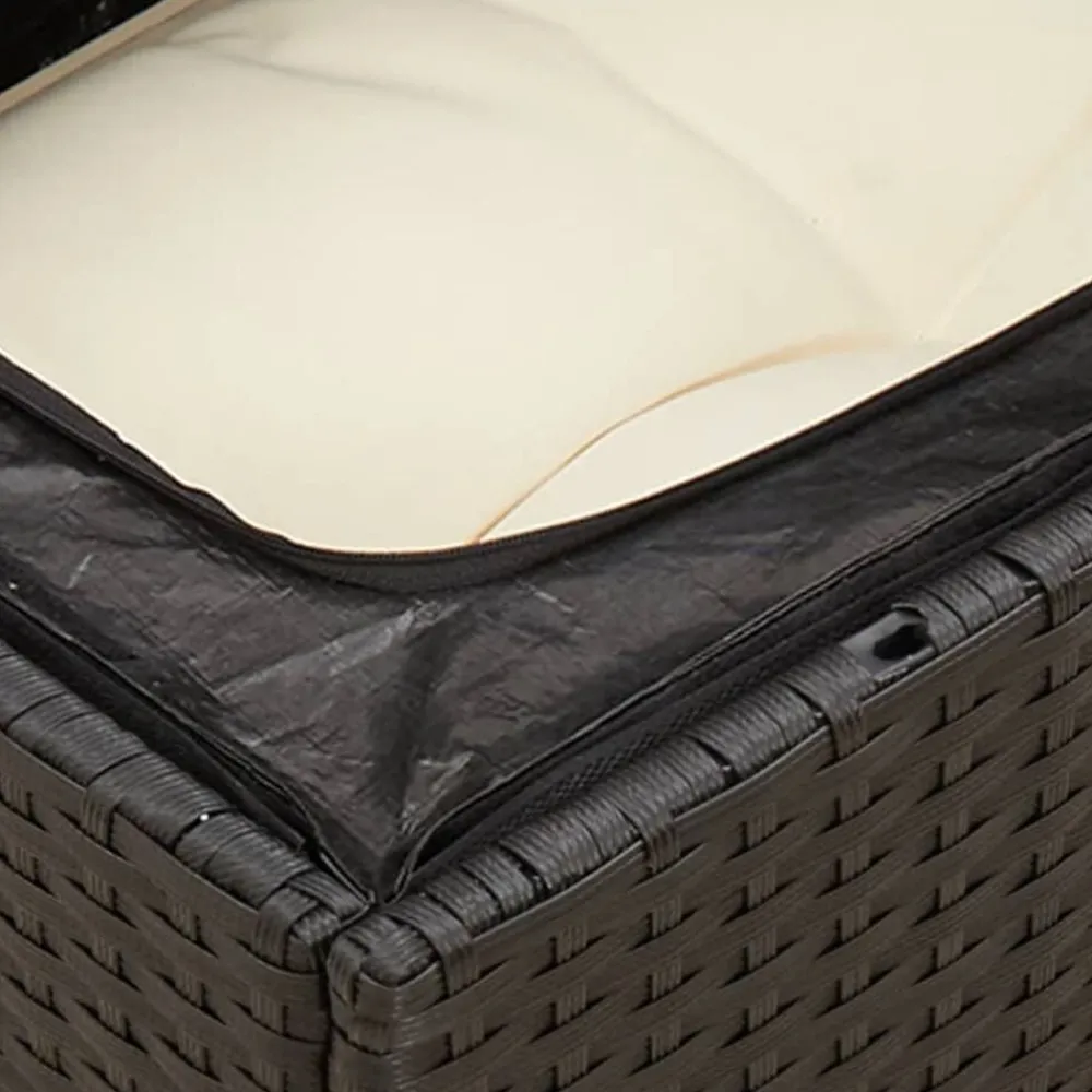 vidaXL Sofá de jardín 2 plazas con cojines ratán sintético negro Negro y crema Best