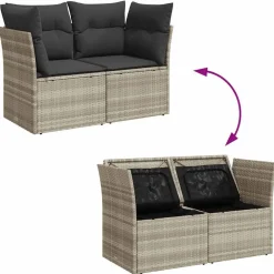 vidaXL Muebles De Jardín-Sofá de jardín con cojines 2 plazas ratán sintético