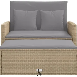 vidaXL Muebles De Jardín-Sofá de jardín con cojines de 2 plazas ratán sintético beige