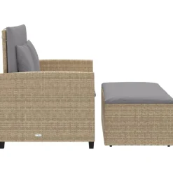 vidaXL Muebles De Jardín-Sofá de jardín con cojines de 2 plazas ratán sintético beige