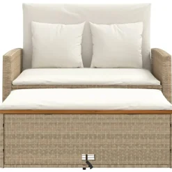 vidaXL Muebles De Jardín-Sofá de jardín con cojines 2 plazas ratán y madera acacia beige