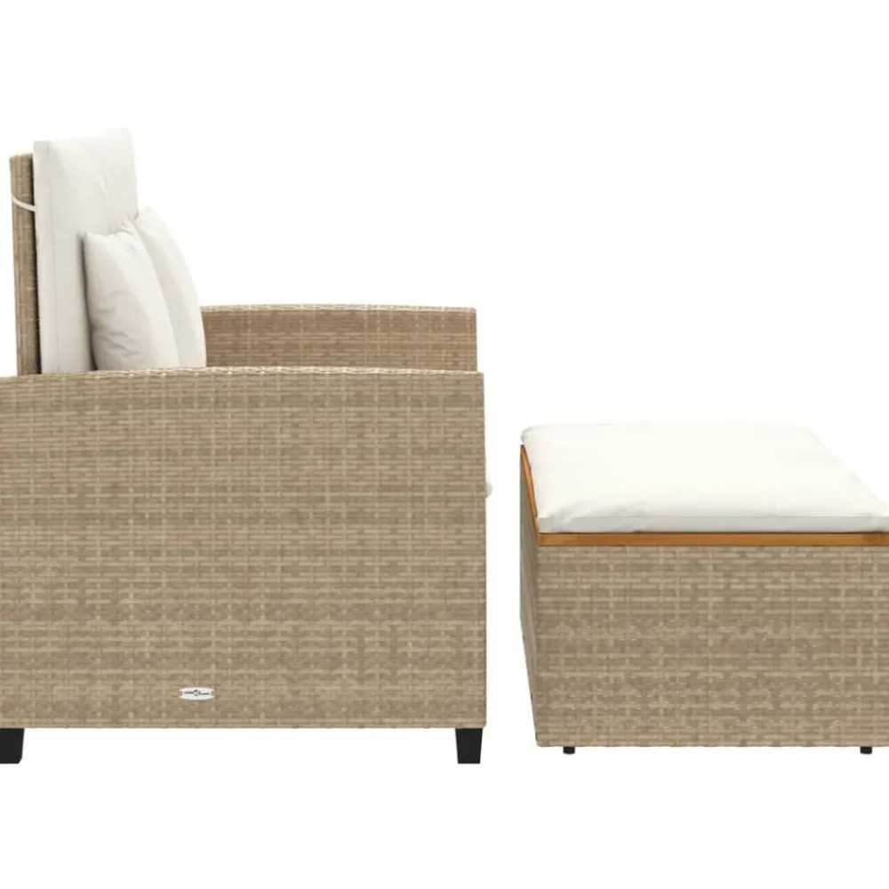 vidaXL Muebles De Jardín-Sofá de jardín con cojines 2 plazas ratán y madera acacia beige