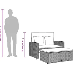 vidaXL Sofá de jardín con cojines de 2 plazas ratán sintético beige beige y crema Outlet
