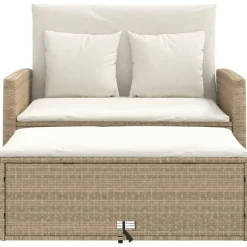 vidaXL Sofá de jardín con cojines de 2 plazas ratán sintético beige beige y crema Outlet