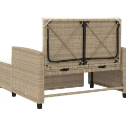 vidaXL Sofá de jardín con cojines de 2 plazas ratán sintético beige beige y crema Outlet