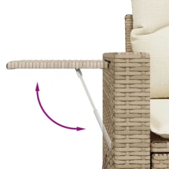 vidaXL Sofá de jardín con cojines de 2 plazas ratán sintético beige beige y crema Best