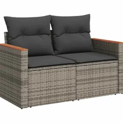 vidaXL Muebles De Jardín-Sofá de jardín con cojines 2 plazas ratán sintético