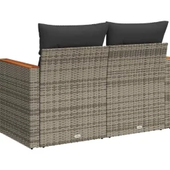 vidaXL Muebles De Jardín-Sofá de jardín con cojines 2 plazas ratán sintético