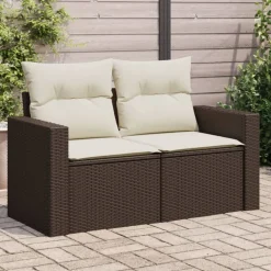 vidaXL Sofá de jardín con cojines 2 plazas ratán sintético marrón Marr&oacute;n Online