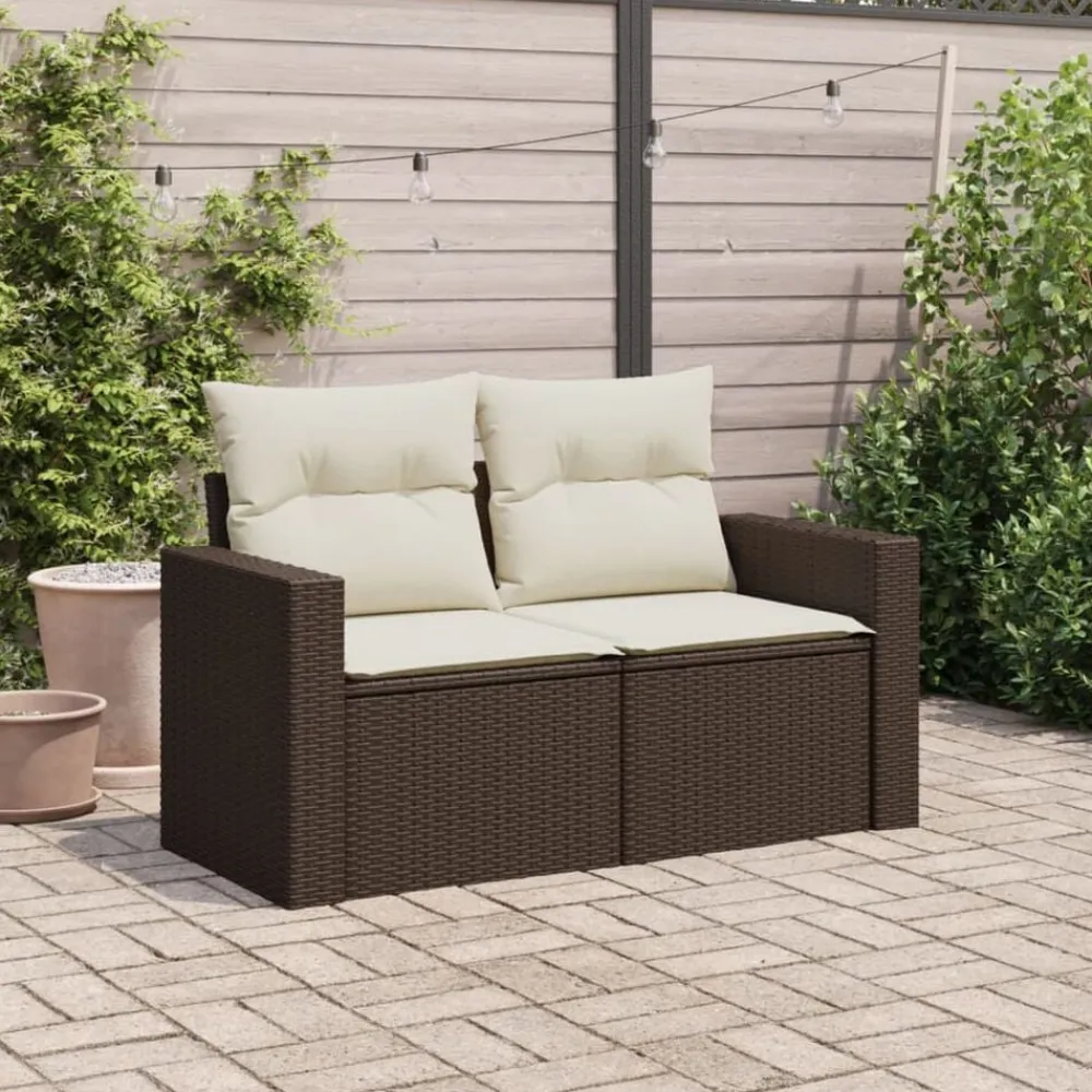 vidaXL Sofá de jardín con cojines 2 plazas ratán sintético marrón Marrón Online