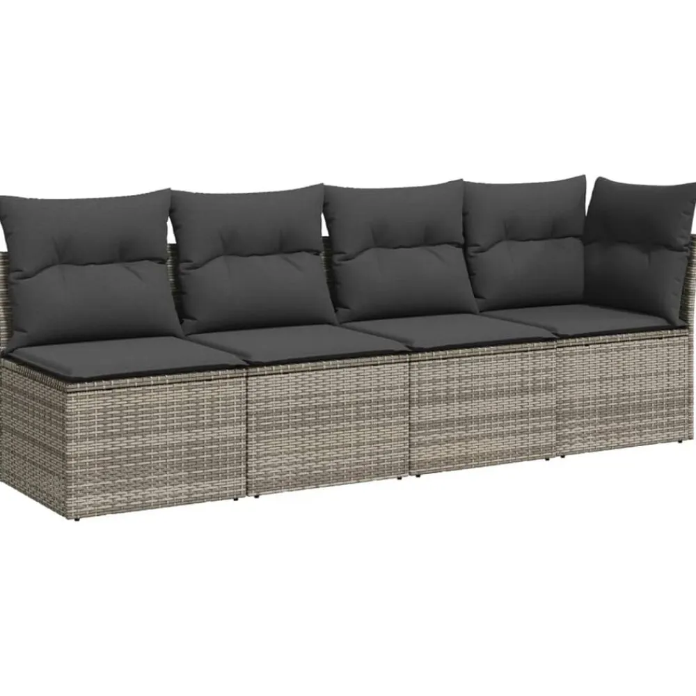 vidaXL Muebles De Jardín-Sofá de jardín con cojines 4 plazas ratán sintético