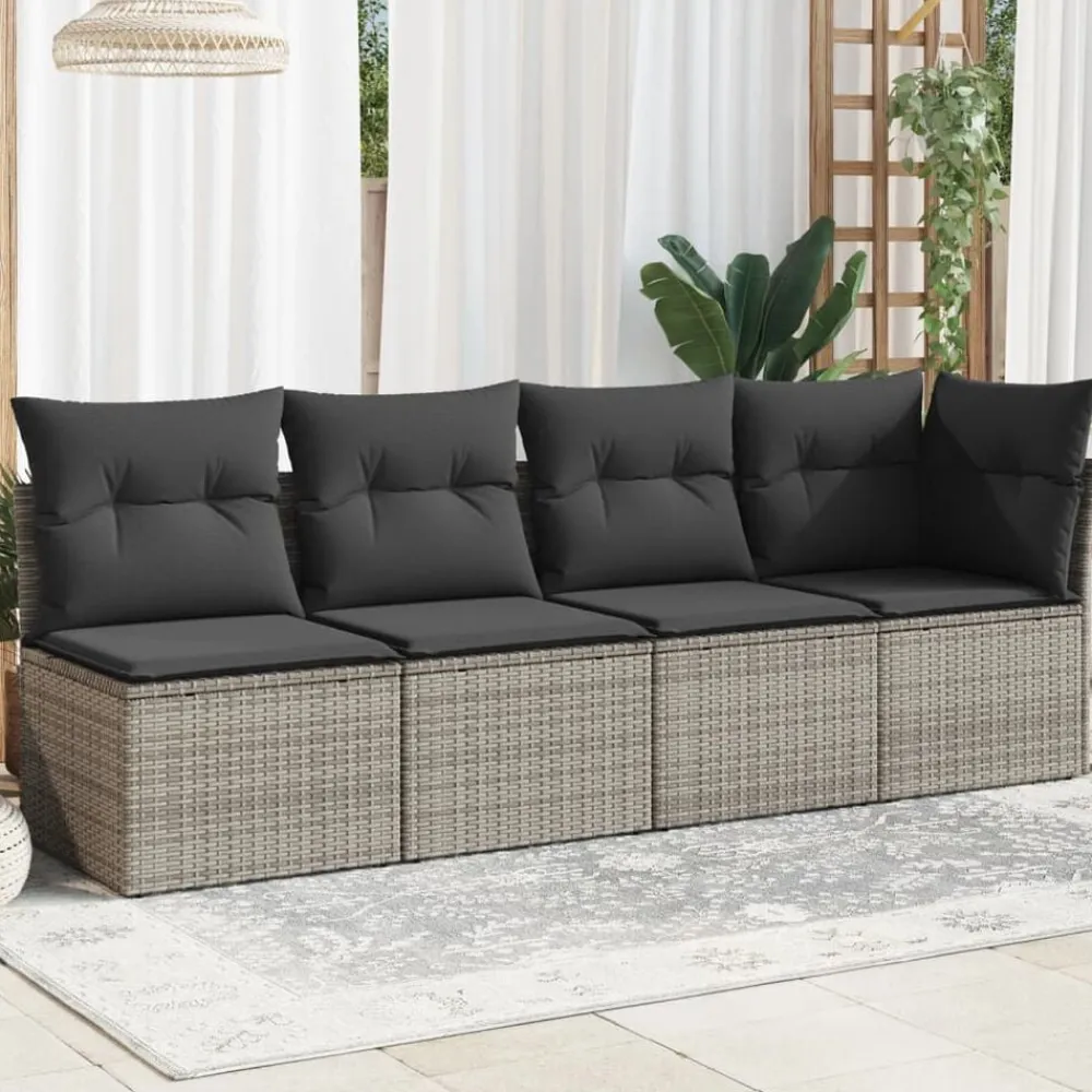 vidaXL Muebles De Jardín-Sofá de jardín con cojines 4 plazas ratán sintético