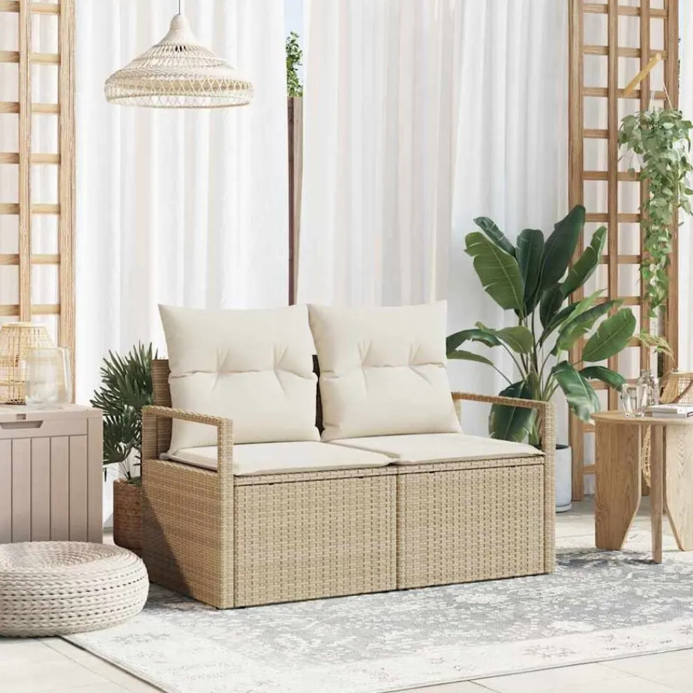 vidaXL Muebles De Jardín-Sofá de jardín con cojín 120 x 62 x 69 cm. ratán sintético