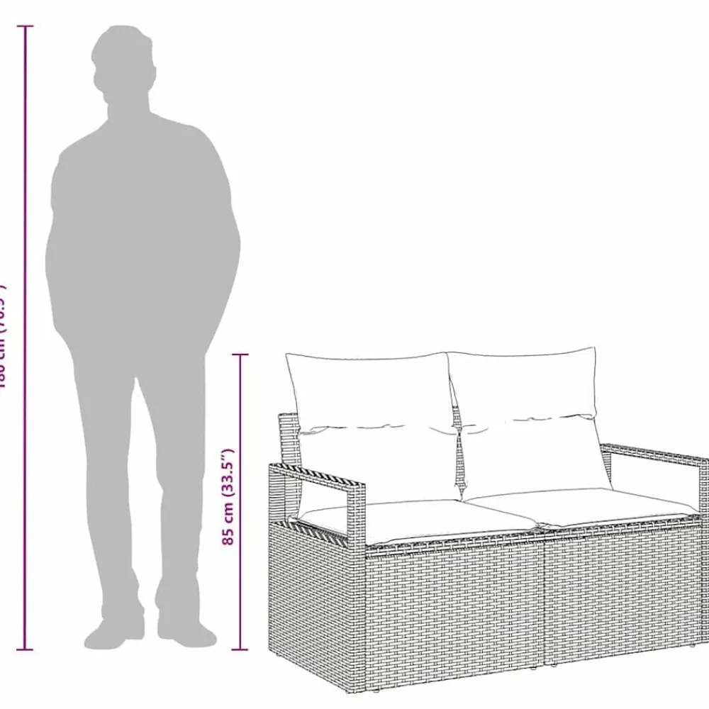 vidaXL Muebles De Jardín-Sofá de jardín con cojín 120 x 62 x 69 cm. ratán sintético