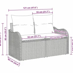 vidaXL Sofá de jardín con cojín Beige 121 x 62 x 69 cm ratán sintético beige y crema Best