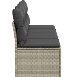 vidaXL Sofá de jardín con cojines 4 plazas ratán sintético Gris claro Outlet