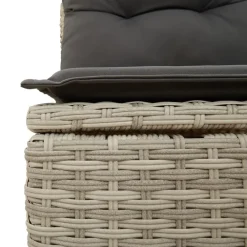 vidaXL Sofá de jardín con cojines 4 plazas ratán sintético Gris claro Outlet