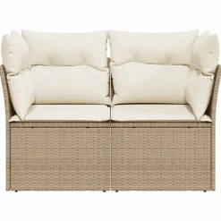 vidaXL Muebles De Jardín-Sofá de jardín con cojines de 2 plazas ratán sintético beige