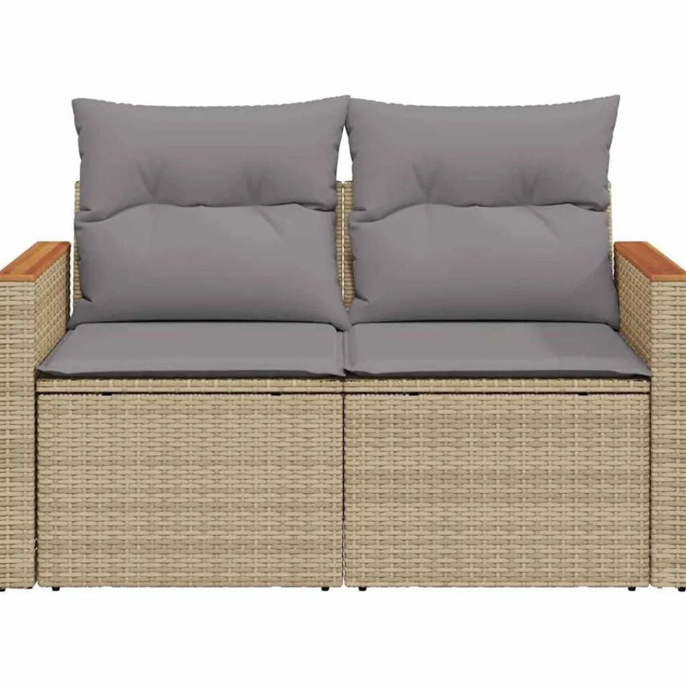 vidaXL Sofá de jardín con cojines de 2 plazas ratán sintético beige beige y gris claro New