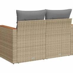 vidaXL Sofá de jardín con cojines de 2 plazas ratán sintético beige beige y gris claro New