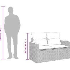 vidaXL Sofá de jardín con cojines de 2 plazas ratán sintético beige beige y gris claro New