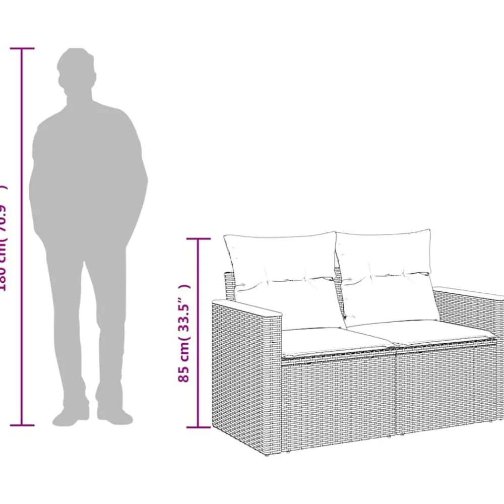 vidaXL Sofá de jardín con cojines de 2 plazas ratán sintético beige beige y gris claro New