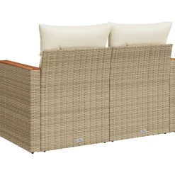 vidaXL Sofá de jardín con cojines de 2 plazas ratán sintético beige Beige y blanco