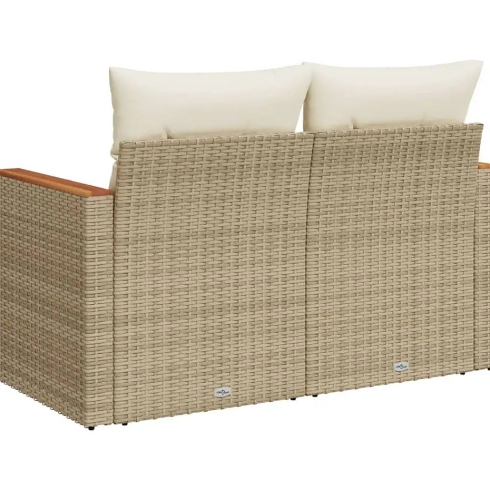 vidaXL Sofá de jardín con cojines de 2 plazas ratán sintético beige Beige y blanco
