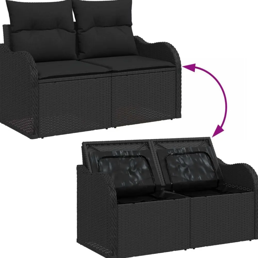 vidaXL Muebles De Jardín-Sofá de jardín con cojín 121 x 62 x 69 cm ratán sintético