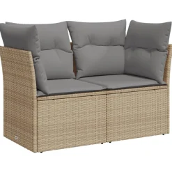 vidaXL Sofá de jardín con cojines de 2 plazas ratán sintético beige beige y gris Best