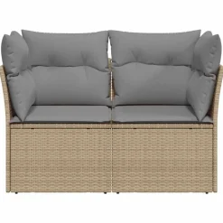 vidaXL Sofá de jardín con cojines de 2 plazas ratán sintético beige beige y gris Best