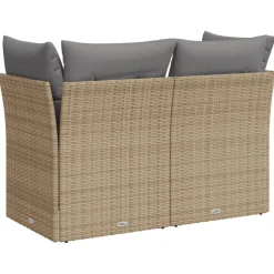 vidaXL Sofá de jardín con cojines de 2 plazas ratán sintético beige beige y gris Best
