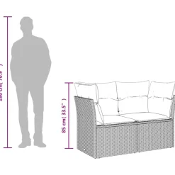 vidaXL Sofá de jardín con cojines de 2 plazas ratán sintético beige beige y gris Best
