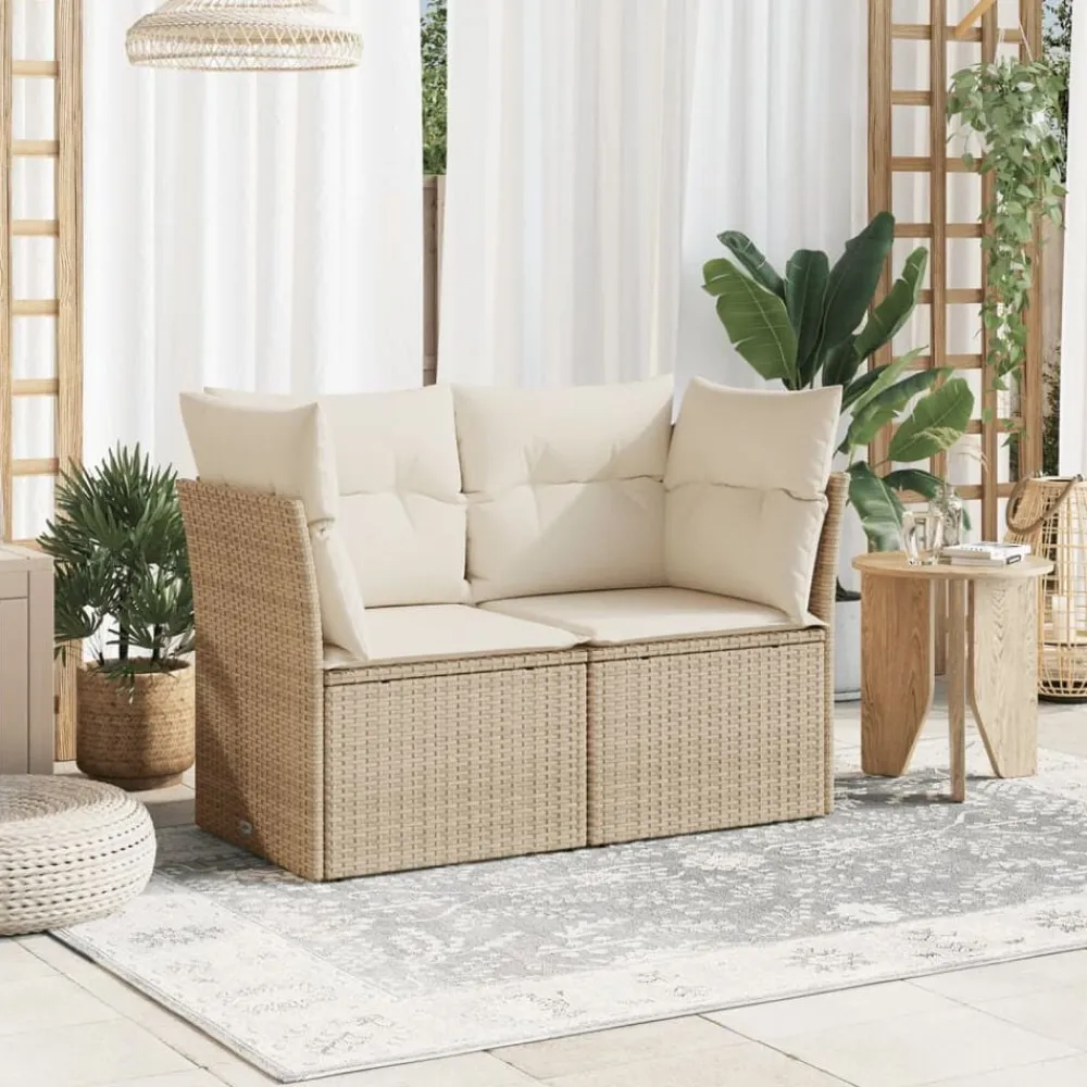 vidaXL Muebles De Jardín-Sofá de jardín con cojines de 2 plazas ratán sintético